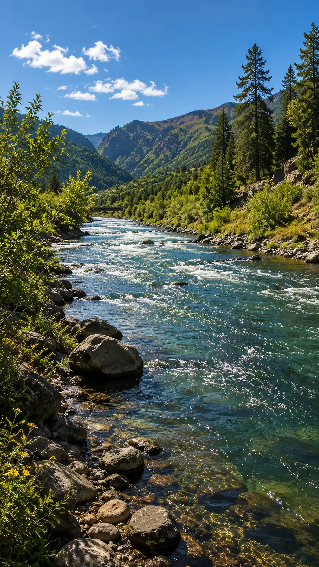 An angler on a river at dawn